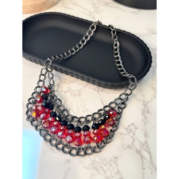 Gunmetal Beaded Chocker Necklace - Picture 1 of 4